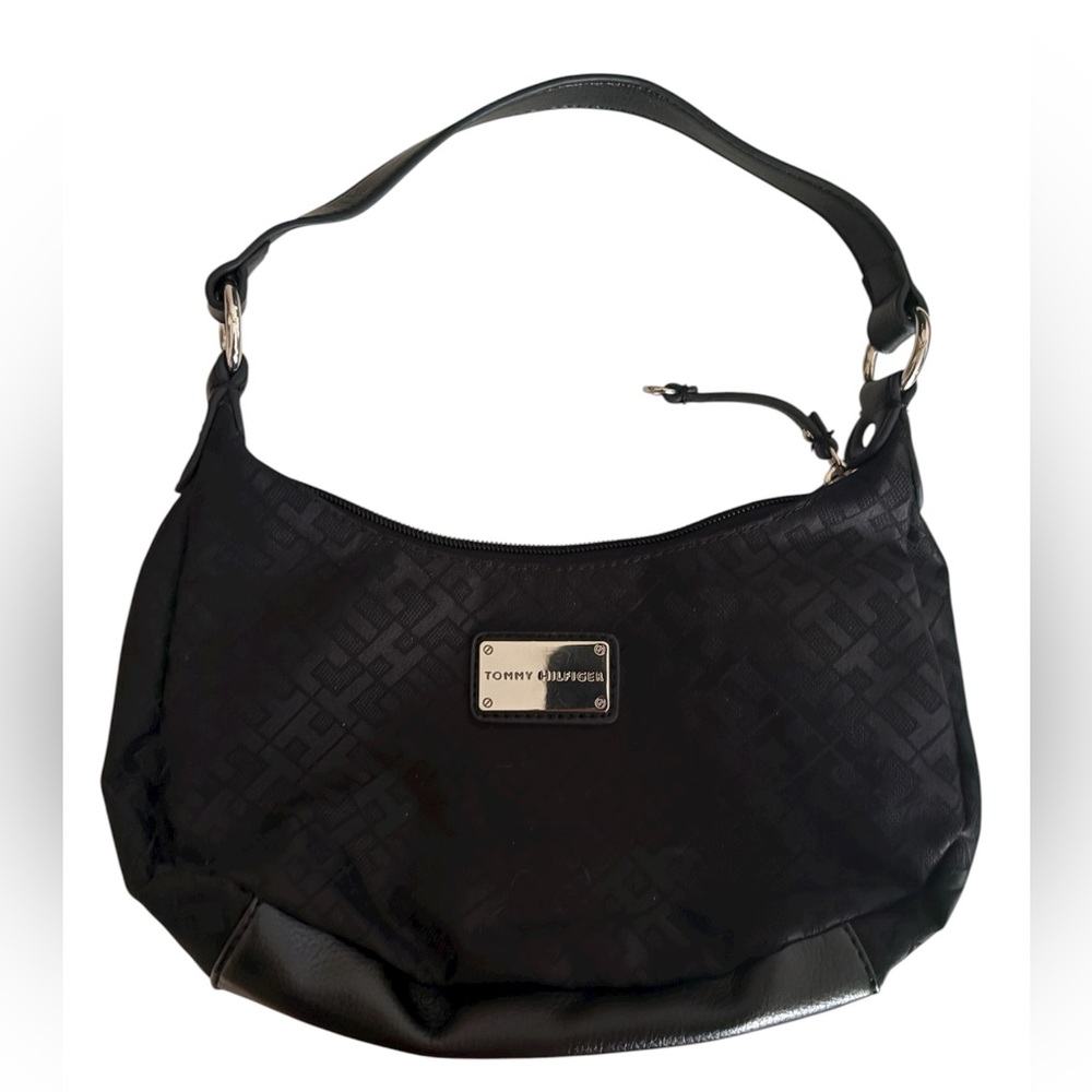 Tommy Hilfiger Black Patterned Shoulder Bag